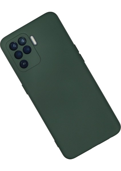 Oppo Reno 5 Lite Kılıf Silikon Kılıf Yumuşak Kılıf Içi Kadife Lansman - Koyu Yeşil