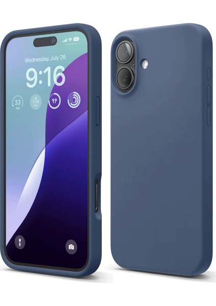 Apple iPhone 16 Plus Kılıf Silikon Kılıf Yumuşak Kılıf Içi Kadife Lansman - Lacivert