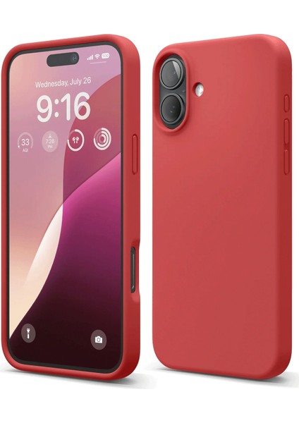 Apple iPhone 16 Plus Kılıf Silikon Kılıf Yumuşak Kılıf Içi Kadife Lansman - Kırmızı