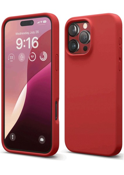 Apple iPhone 16 Pro Max Kılıf Silikon Kılıf Yumuşak Kılıf Içi Kadife Lansman - Kırmızı