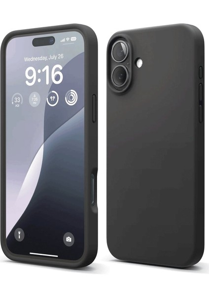 Apple iPhone 16 Kılıf Silikon Kılıf Yumuşak Kılıf Içi Kadife Lansman - Siyah