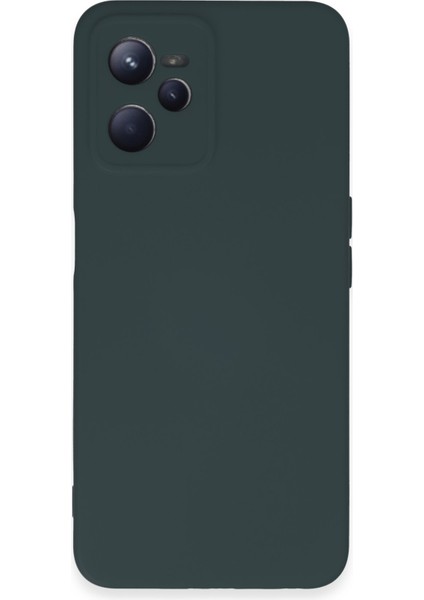 Realme C35 Kılıf Silikon Kılıf Yumuşak Kılıf Içi Kadife Lansman - Koyu Yeşil