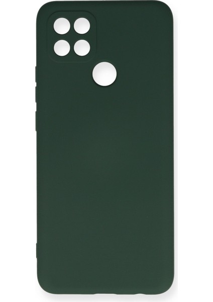 Oppo A15S Kılıf Silikon Kılıf Yumuşak Kılıf Içi Kadife Lansman - Koyu Yeşil