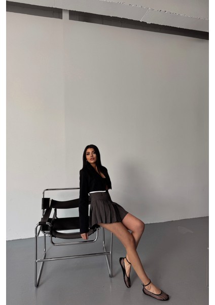 Tek Düğme Crop Siyah Ceket