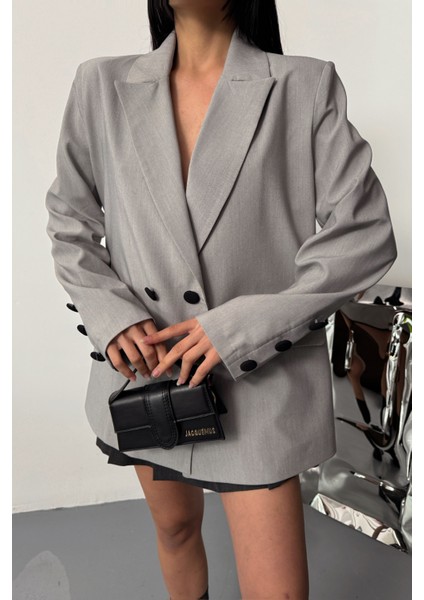 Kaplama Düğmeli Tasarım Gri Ceket fırsatları