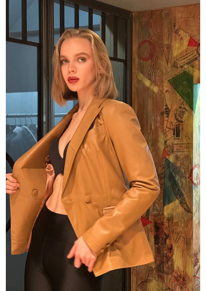 Blazer Ceket- Taba