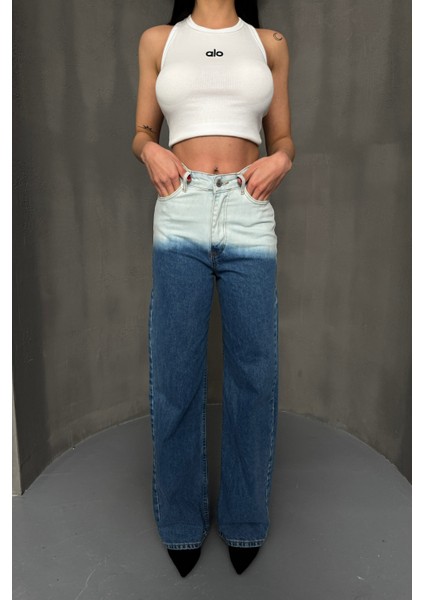 Batik Renk Geçişli Mavi Kot Pantolon modelleri