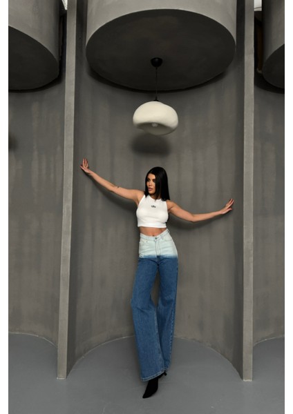 Batik Renk Geçişli Mavi Kot Pantolon fırsatları