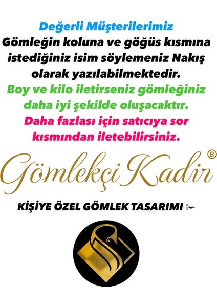 Kişiye Özel Dikim Modelli Isimli Nakışlı Erkek Gömlek