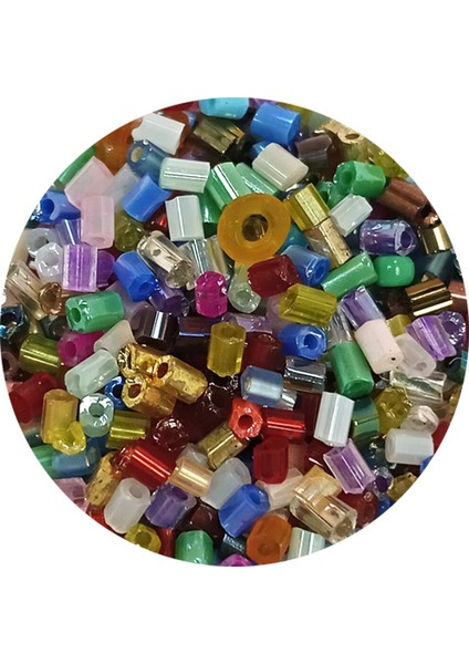Kesme Cam Boncuk 2mm - 60 Gram - Karışık Renkli - Bnc357