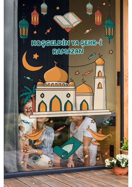 Cami, Sarkıtlar ve Ramazan-I Şerif Figürlü Sticker Seti, Çocuk Bebek Odası Ramazan Sticker Seti
