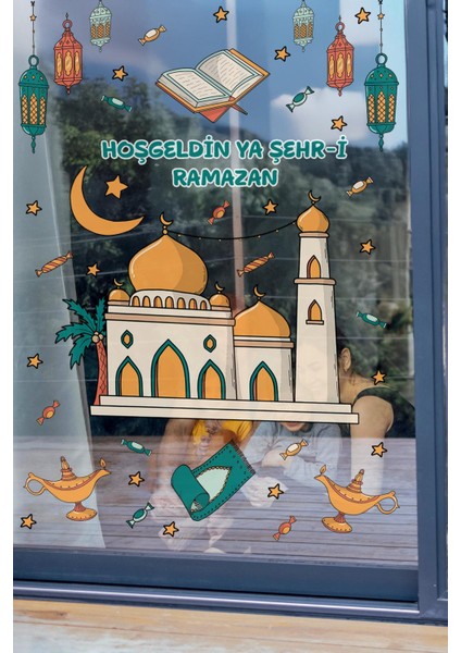 Cami, Sarkıtlar ve Ramazan-I Şerif Figürlü Sticker Seti, Çocuk Bebek Odası Ramazan Sticker Seti modelleri