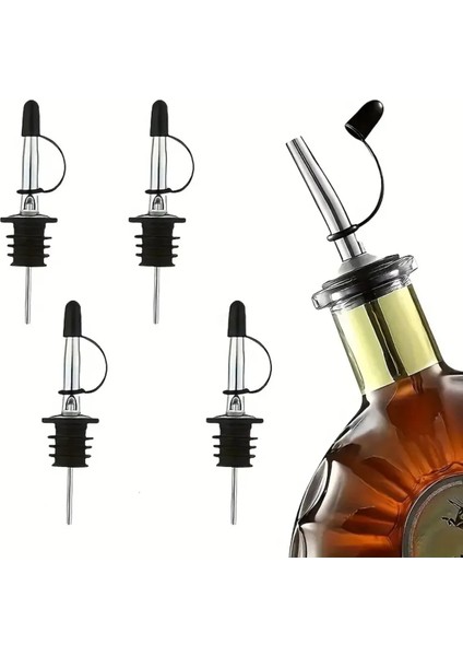 Paslanmaz Şişe Ucu, Bartender Şişe Tıpa, Kapaklı Korumalı Dökecek - Yağdanlık, Likör Ucu Dökücü - Adet Seçenekleri