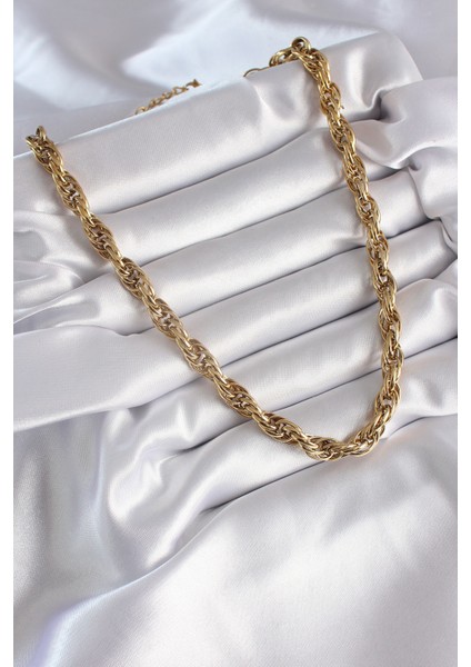 316L Çelik Gold Renk Örme Burgu Zincir Model Kadın Kolye fiyatları