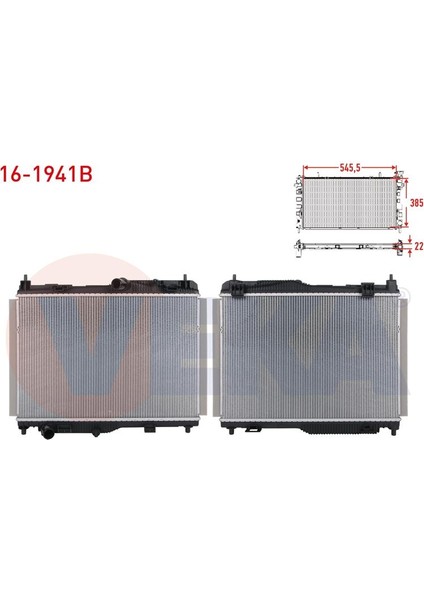 VEKA-16-1941B - Su Radyatoru Brazıng (5.5mm Fin) Ford Tourneo Courıer 1.5 Tdcı M-T 2018- / Fıesta Vıı 1.1 Ti-Vct - 1.5 Tdcı M-T 2017- / Ecosport 1.0 Ecoboost M-T 2018-