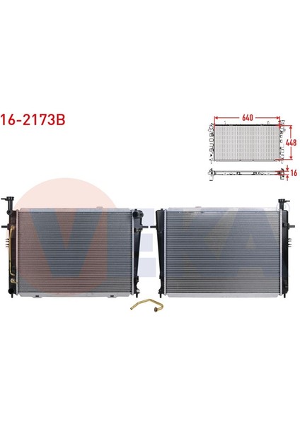 VEKA-16-2173B - Su Radyatoru Brazıng Hyundaı Tucson 2.0 A-T 2004-2010/ Kıa Sportage (Je) 2.0 A-T 2004-2010
