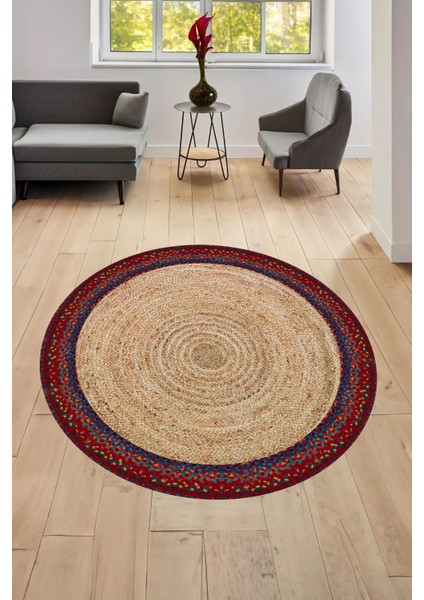 Dijital Baskılı Dekoratif Yıkanabilir Yuvarlak Kaymaz Taban Halı