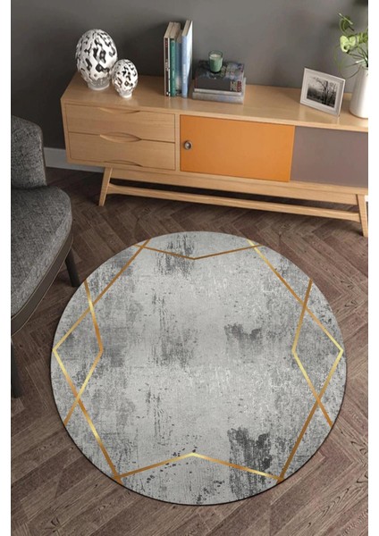 Dijital Baskılı Dekoratif Yıkanabilir Yuvarlak Kaymaz Taban Halı