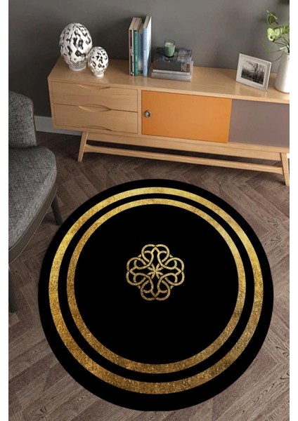 Dijital Baskılı Dekoratif Yıkanabilir Yuvarlak Kaymaz Taban Halı