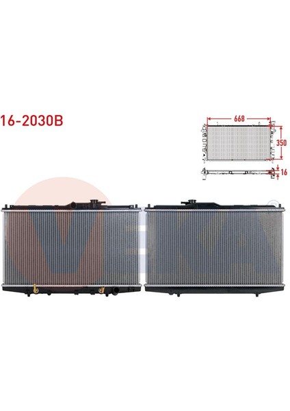 VEKA-16-2030B - Su Radyatoru Brazıng Honda Accord Vı (Cg,ck) 1.8i A-T/m-T - 2.0i 16V A-T/m-T 1997-2003