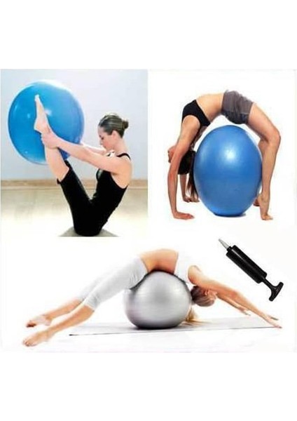 65 cm Pilates Topu Yoga Plates Egzersiz Topu Ball + Şişirme Pompası Hediyeli