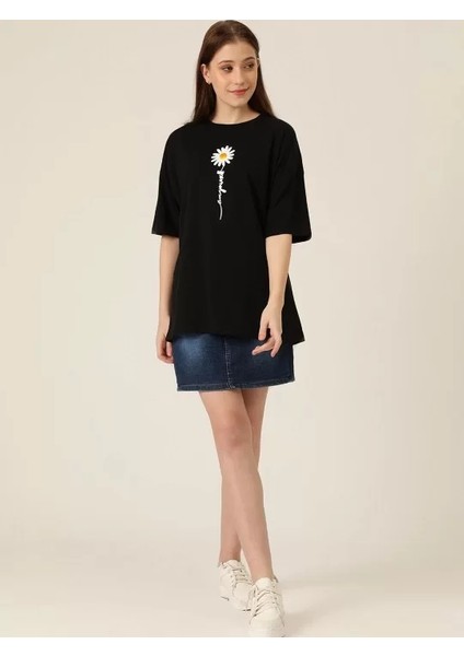 Baskılı Kadın T-Shirt - Siyah