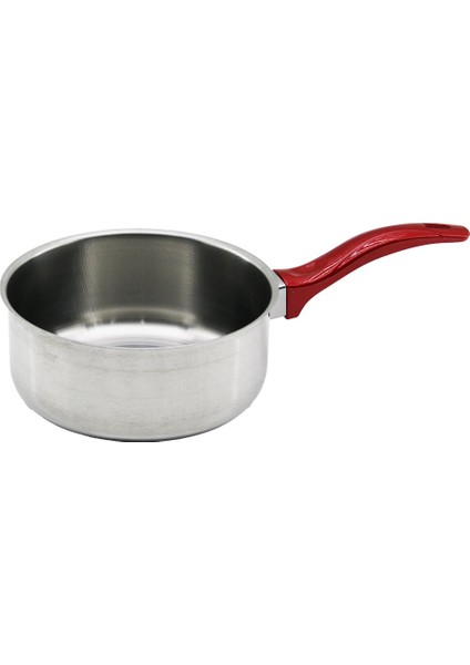 14cm Kırmızı Plastik Kulp Çelik Sos Tava (4744)