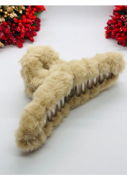 Tüylü Peluş Kıskaçlı Mandal Toka Saç Tokası Saç Aksesuarı (1 Adet)