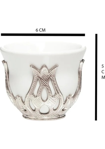 Altılı Gümüş Metalli Kahve Fincanı Takımı – Mırra Kahvesi Sunumu Için Özel Set | Arap Espresso & Zemzem Takımı fiyatları