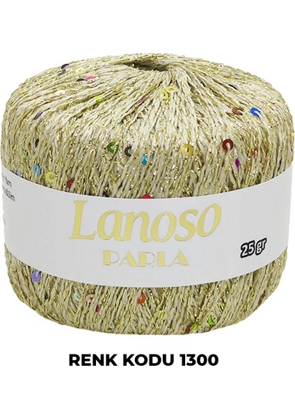 Parla 1300 - Yumuşak Simli Pullu El Örgü - %75 Glitter Yarn %25 Payette&sim 217MT 25GR Tek Yumak