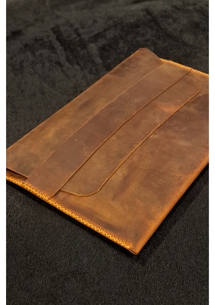 Macbook Çantası Turuncu Hakiki Deri Macbook 13" 14" 15" 16" Seçenekli Kılıf