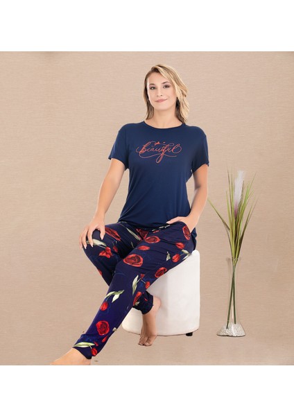 Desenli Bayan Pijama Takımı