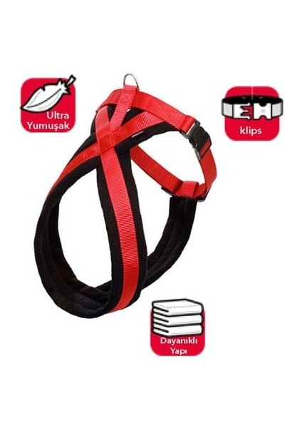 Yumuşak Göğüs Tasma 48-55cm Siyah-Kırmızı fiyatları