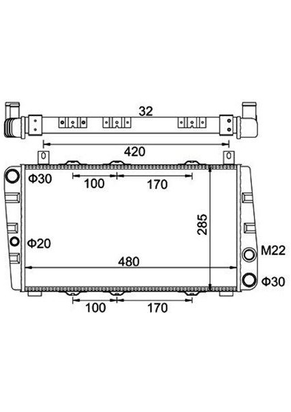 MM-359000300590 - Radyatör Felıcıa-Favorit 1.3 (Klimasız+Mek) (488X285X34)
