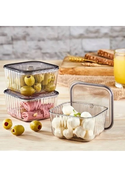 9 Parça 4 Bölmeli Sunum Tepsili, Füme, Kapaklı Akrilik Kahvaltı Seti, Saklama Kabı Seti modelleri