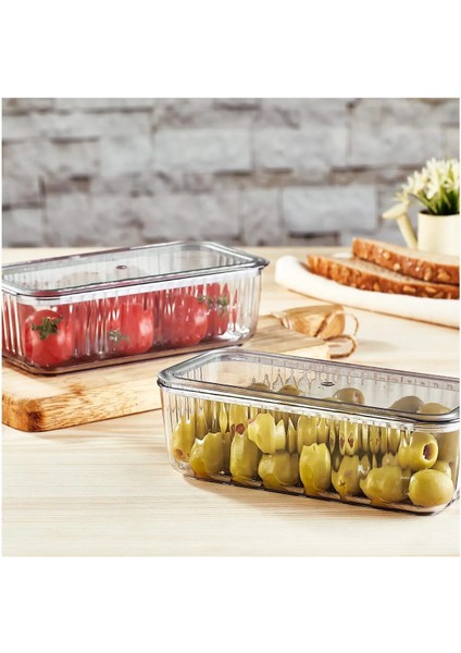 2'li Akrilik Rectangle Saklama ve Düzenleme Kabı 600 ml