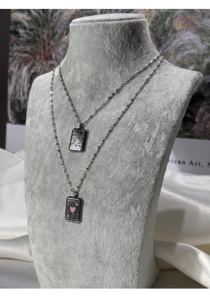 Tarot Set Çelik Kolye Silver