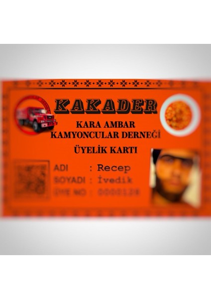 Parodi Kakader Kamyoncular Derneği Üyelik Kartı (Hediye ve Şaka Amaçlı)
