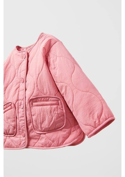 Kız Çocuk Pembe Kapitone Mont modelleri