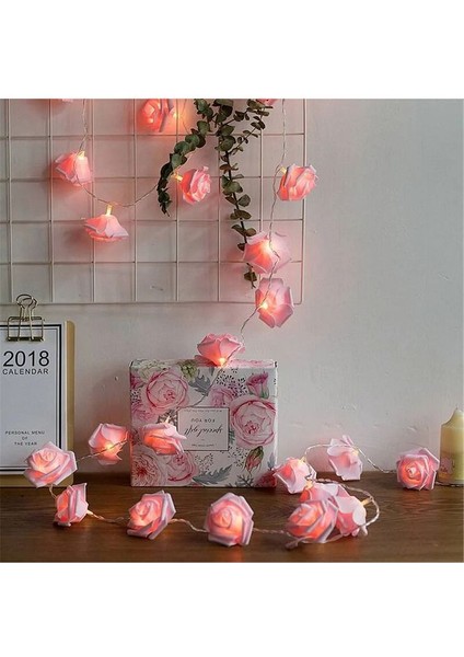 Gül Tasarımlı LED Işık-Pembe Gül Tasarımlı LED Işık-3 Metre Pilli- 20 Gül - LED Işık fırsatları