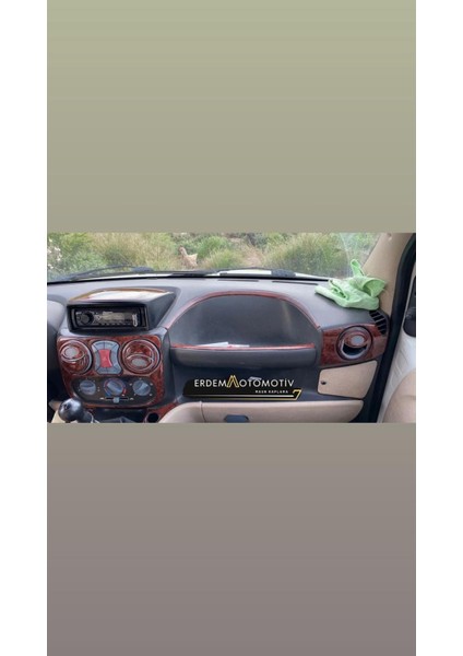 Fiat Doblo 2001-2009 Arası Uyumlu Ahşap Desen Torpido Kaplama Seti Maun