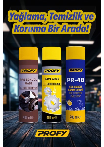 Pas Sökücü + Sıvı Press Yağı + Pr 40 Genel Bakım Spreyi Seti