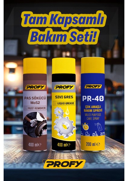 Pas Sökücü + Sıvı Press Yağı + Pr 40 Genel Bakım Spreyi Seti