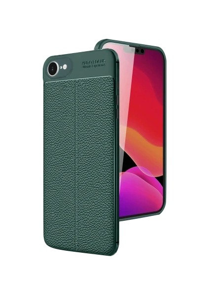 Apple Iphone 16E Uyumlu Kılıf Deri Dikiş Görünümlü Kamera Koruyculu Kaymaz Slikon Kapak