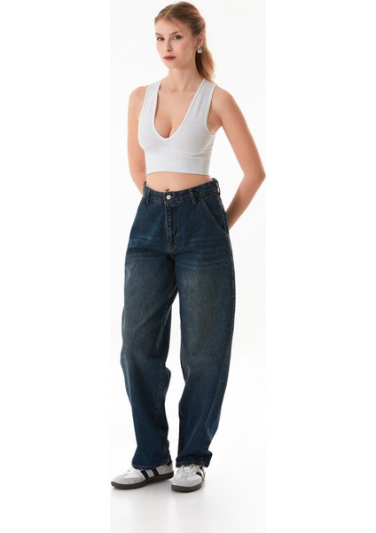 Yüksek Bel Baggy Jean