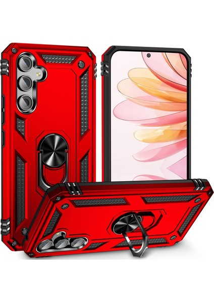 Samsung Galaxy S25 Uyumlu Kılıf Yüzüklü Standlı Armour Darbe Emici Dayanıklı Tank Zırh Kapak