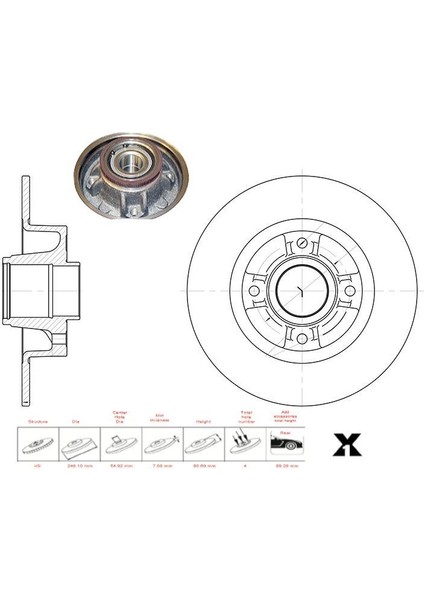 -50417 - Fren Dısk Arka Rulmanlı Clıo Iıı Megane Iı Modus