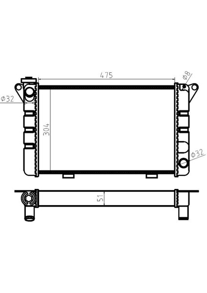-80453 - Su Radyatoru Mekanik ( Renault : R12 ) 51MM Alum. 3 Sıralı 475×304×51