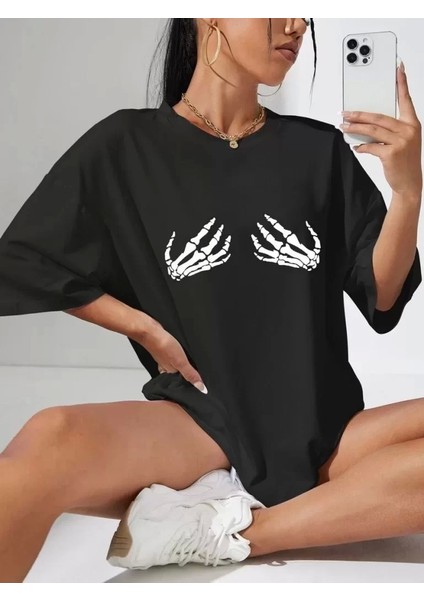 Baskılı Kadın T-Shirt - Siyah