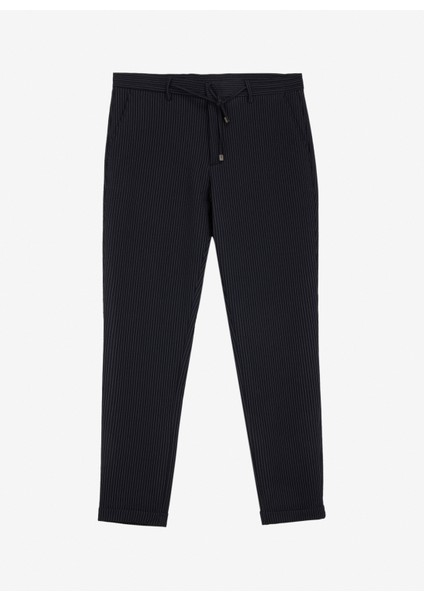 Bağlamalı Bel Duble Paça Lacivert Erkek Chino Pantolon F5SM-PNT 2464